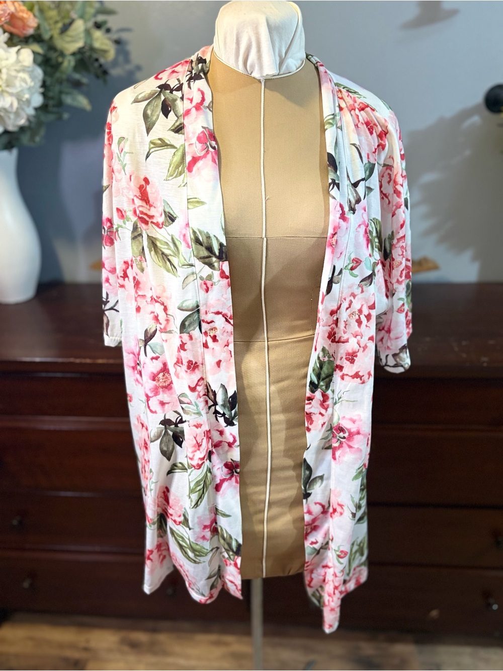 Show Me Your MuMu Pink & Green Floral Open-Front Kimono